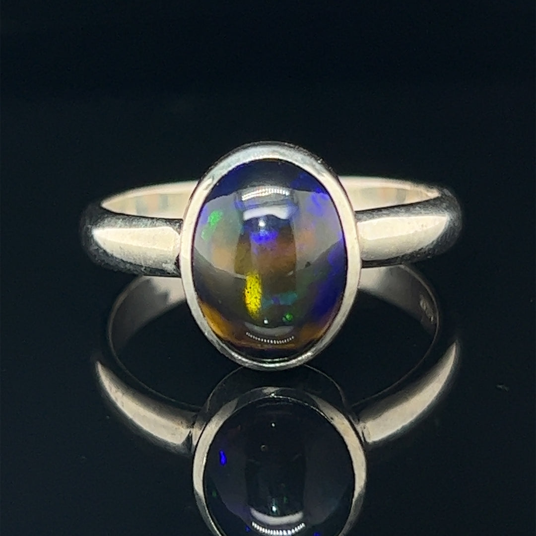 Sterling Silver Black Opal Ring
