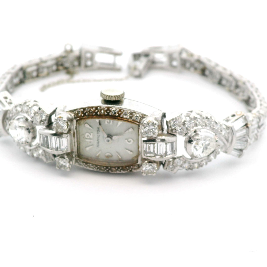 Antique Hamilton Diamond Watch in Platinum