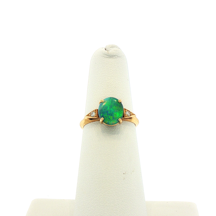 Yellow Gold Oval Opal Multistone Ring