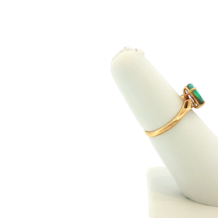Yellow Gold Oval Opal Multistone Ring