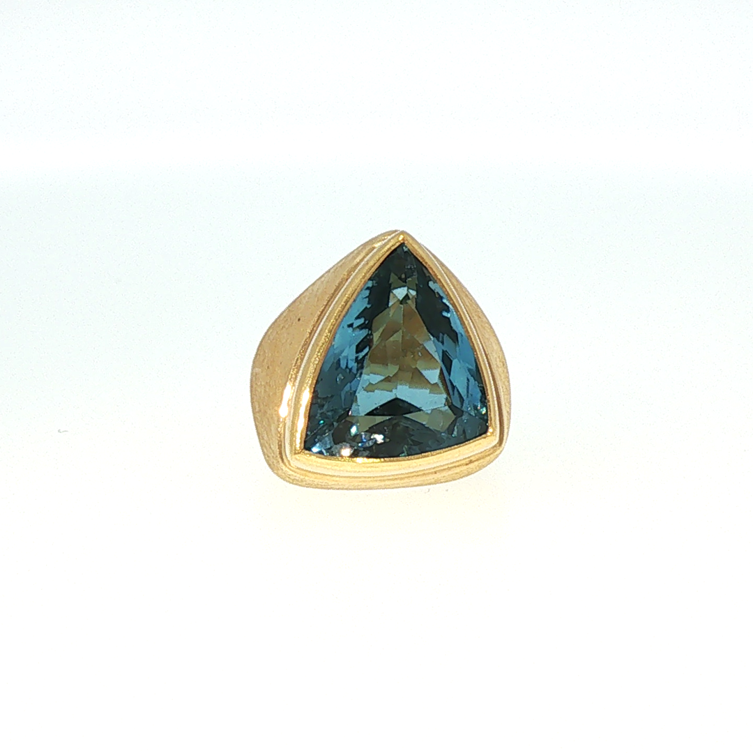 Burle Marx London Blue Topaz 18k Yellow Gold Statement Ring with GIA Report