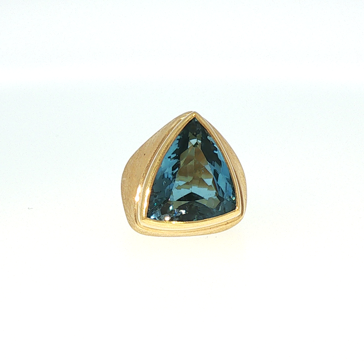 Burle Marx London Blue Topaz 18k Yellow Gold Statement Ring with GIA Report