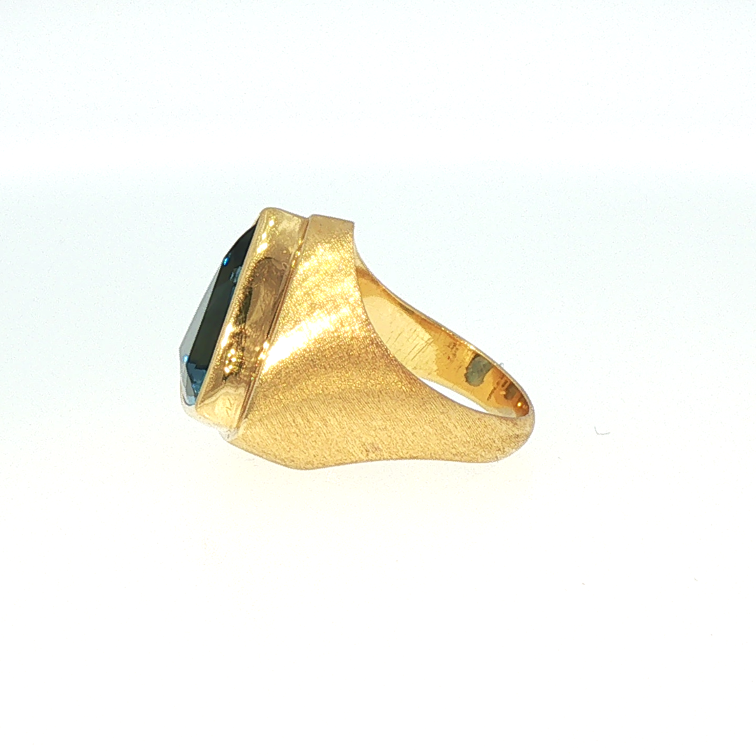 Burle Marx London Blue Topaz 18k Yellow Gold Statement Ring with GIA Report