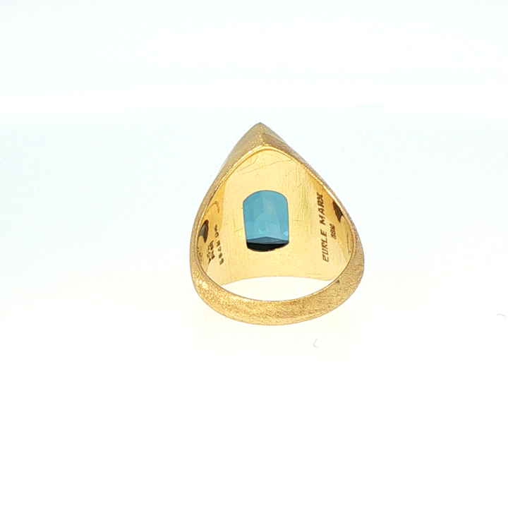 Burle Marx London Blue Topaz 18k Yellow Gold Statement Ring with GIA Report
