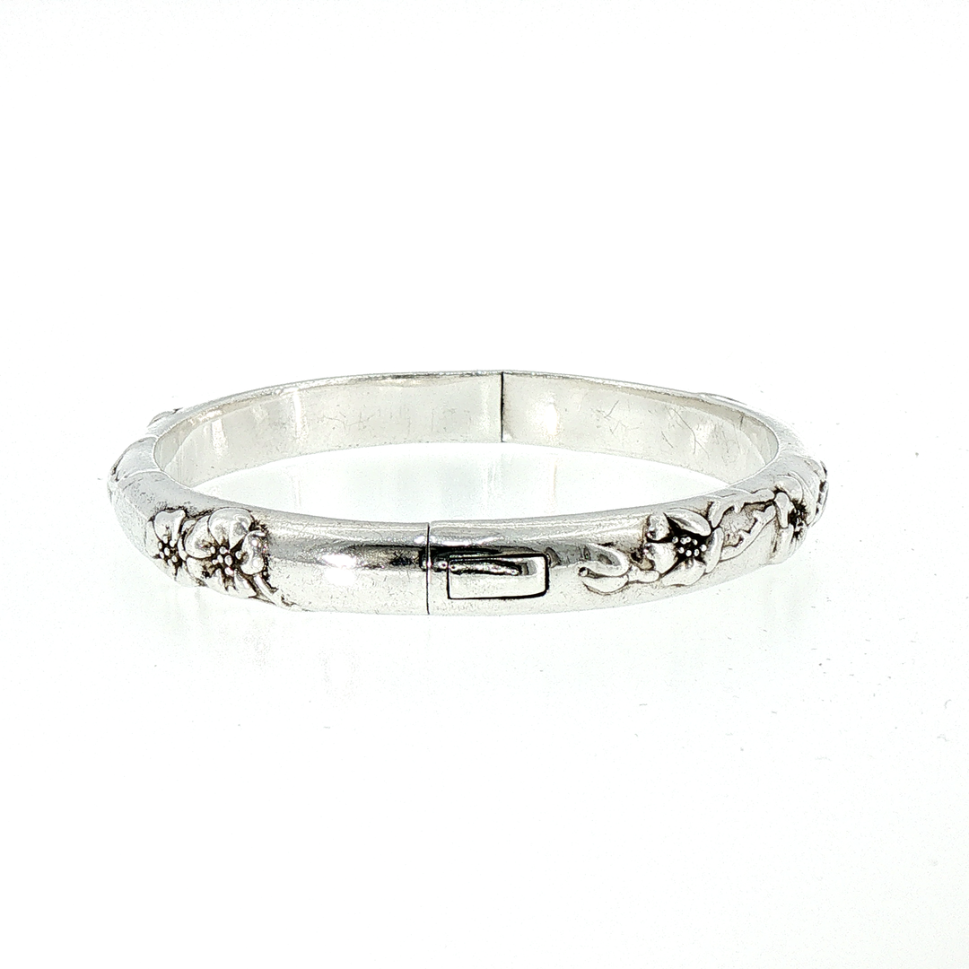 Vintage Tiffany & Co. "Nature" Silver Floral Motif Bangle Bracelet