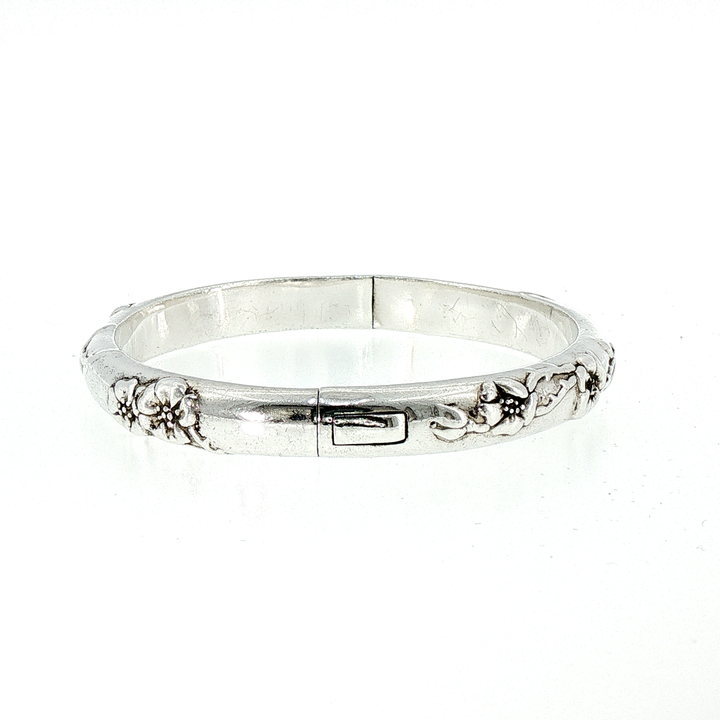 Vintage Tiffany & Co. "Nature" Silver Floral Motif Bangle Bracelet