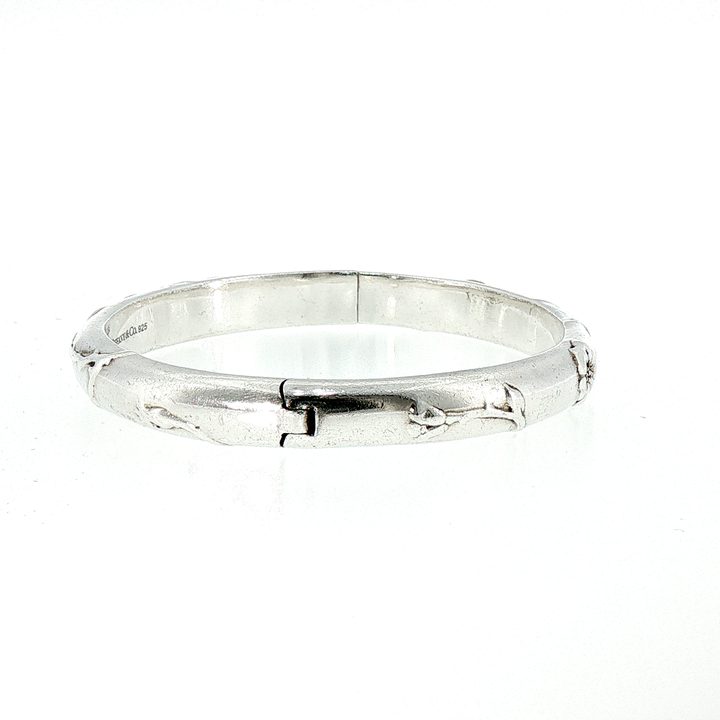 Vintage Tiffany & Co. "Nature" Silver Floral Motif Bangle Bracelet