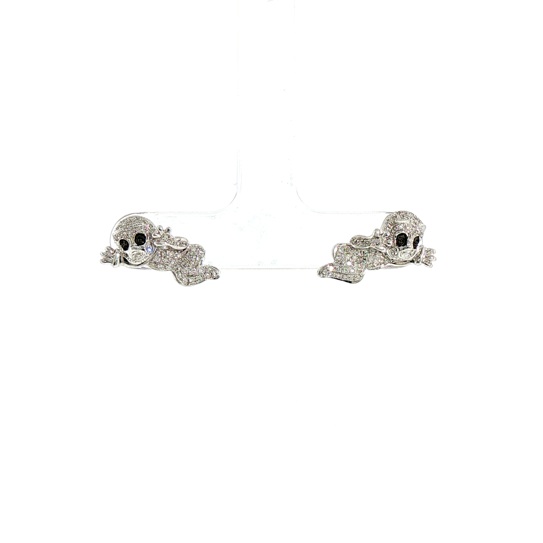 Casper the Friendly Ghost Diamond and Gold Earrings