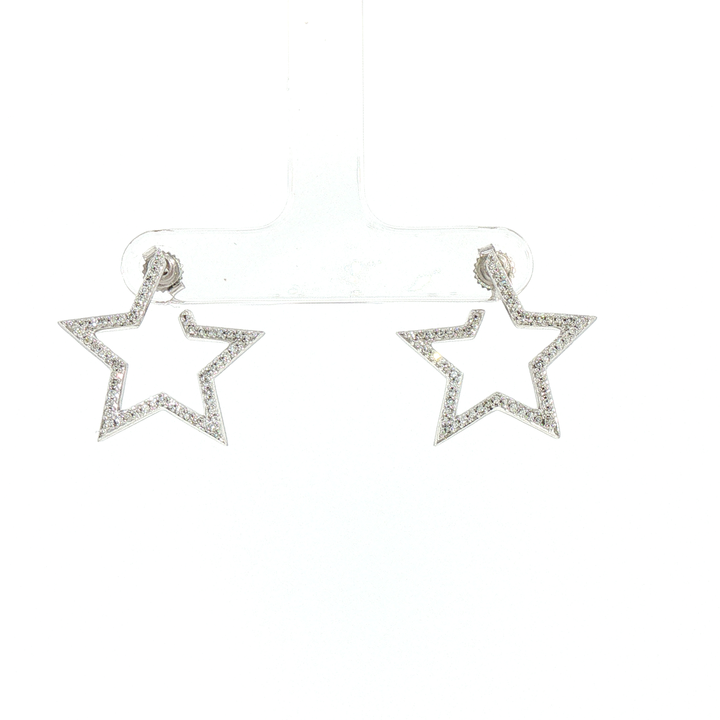 Diamond Open Star Silhouette Stud Earrings in 10k White Gold