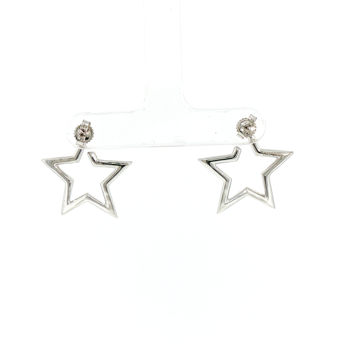 Diamond Open Star Silhouette Stud Earrings in 10k White Gold