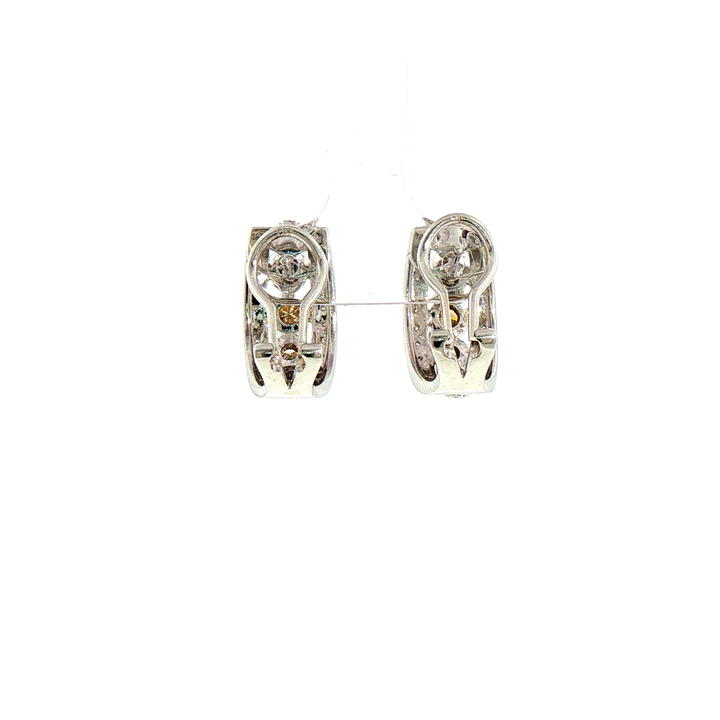 14k White Gold Chocolate Brown Diamond Halo Hoop Earrings