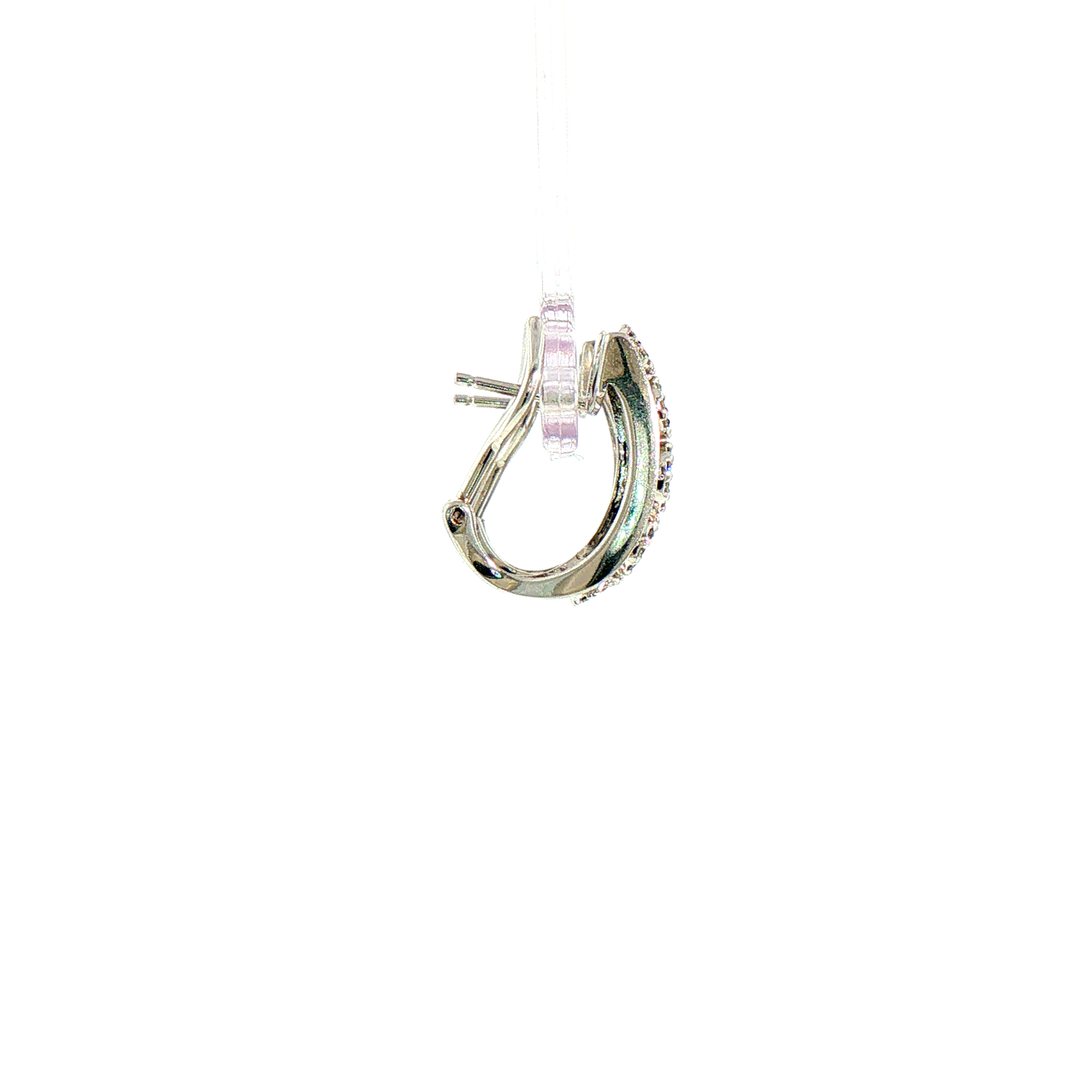 14k White Gold Chocolate Brown Diamond Halo Hoop Earrings