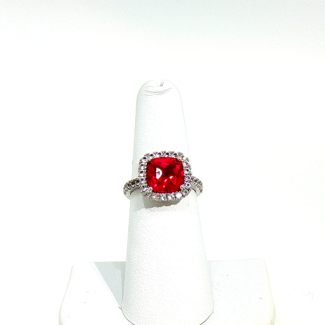 Lab Created Ruby and Sapphire Cocktail Ring in Sterling Silver