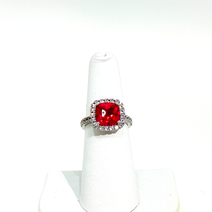 Lab Created Ruby and Sapphire Cocktail Ring in Sterling Silver
