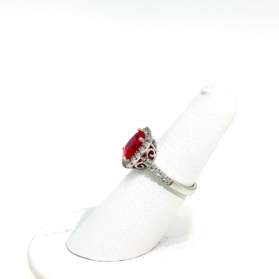 Lab Created Ruby and Sapphire Cocktail Ring in Sterling Silver