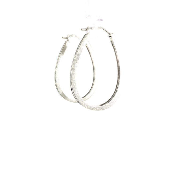 Diamond Inside Out Oval Hoop Earrings in 10k White Gold