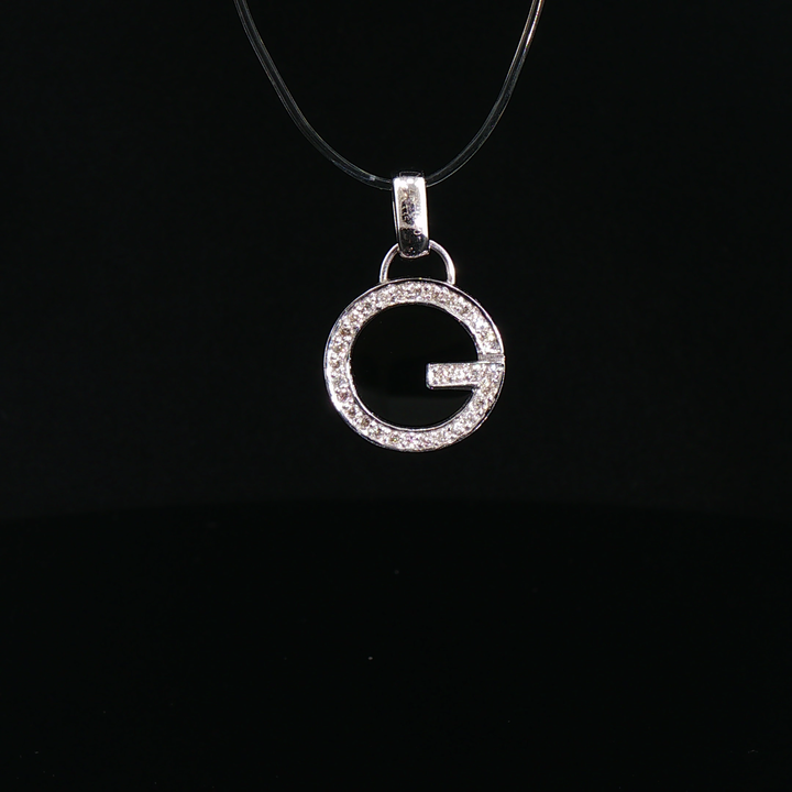 Diamond Initial 'G' Pendant in 18k White Gold