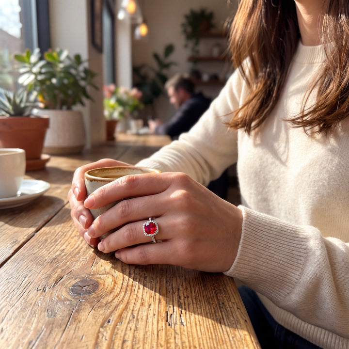 Lab Created Ruby and Sapphire Cocktail Ring in Sterling Silver