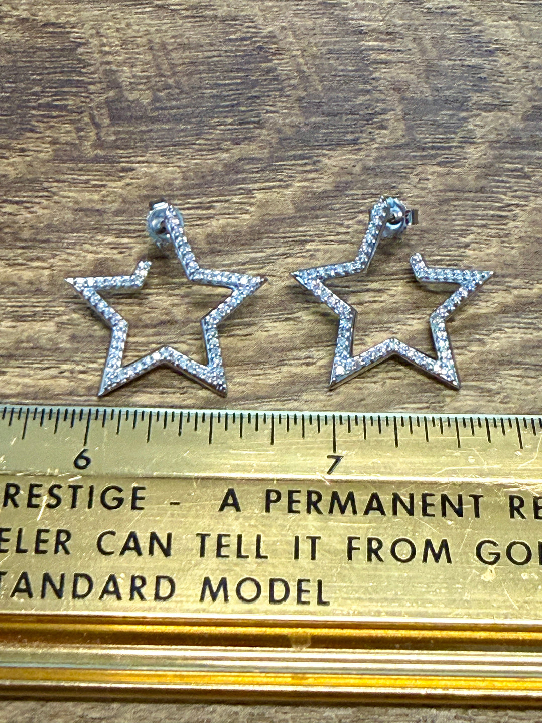 Diamond Open Star Silhouette Stud Earrings in 10k White Gold