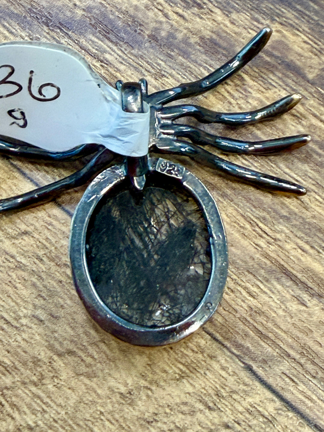 Rutilated Quartz Silver 18k Spider Pendant