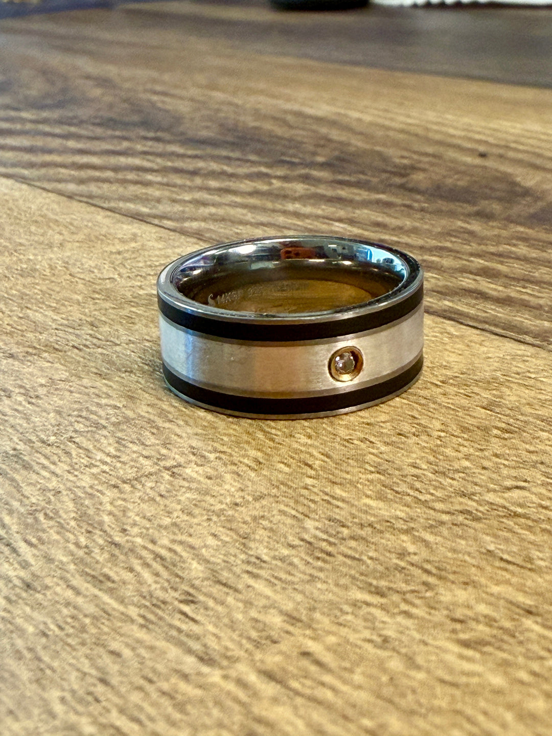 Titanium / Silver Men's Diamond Ring