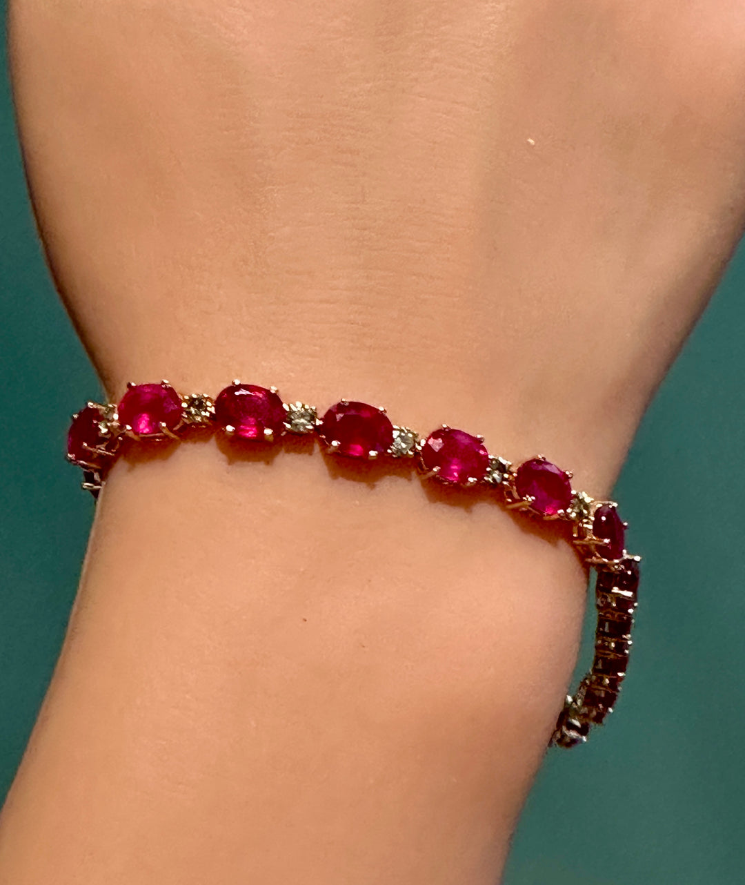 Natural Ruby and Diamond Bracelet in 14k Rose Gold