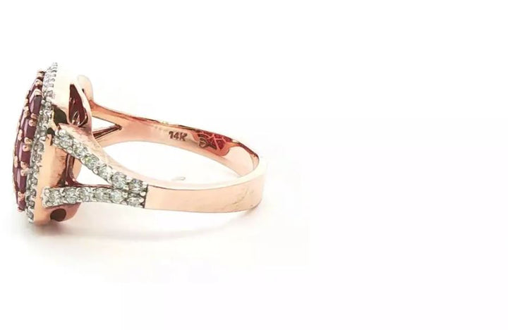 14k Rose Gold Checkerboard Ruby Cocktail Ring