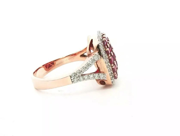 14k Rose Gold Checkerboard Ruby Cocktail Ring