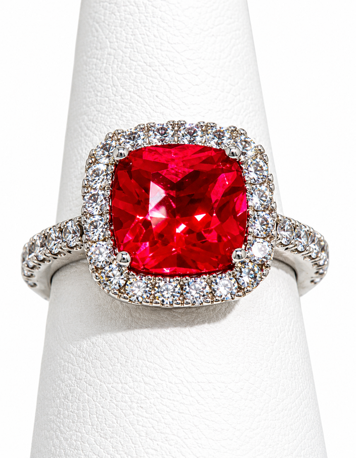 Lab Created Ruby and Sapphire Cocktail Ring in Sterling Silver