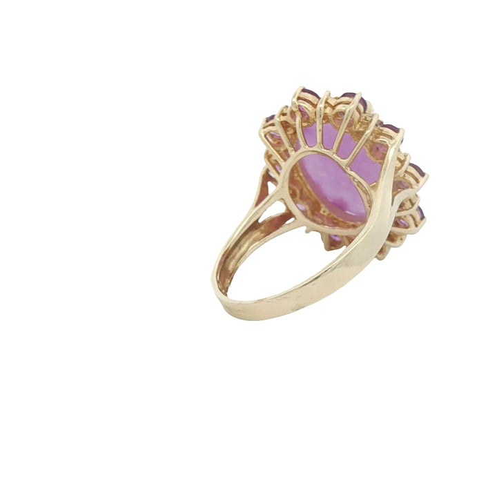 Purple Jade Ring With Amethyst and Diamonds