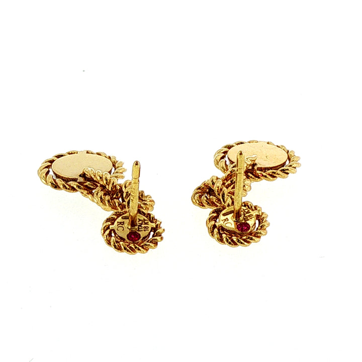 Roberto Coin 18k Yellow Gold Rope Textured Diamond Cluster Dangle Barroco Earrings
