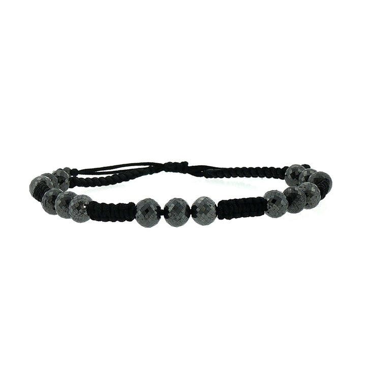 Faceted 33ct Black Diamond Macrame Beaded Bracelet