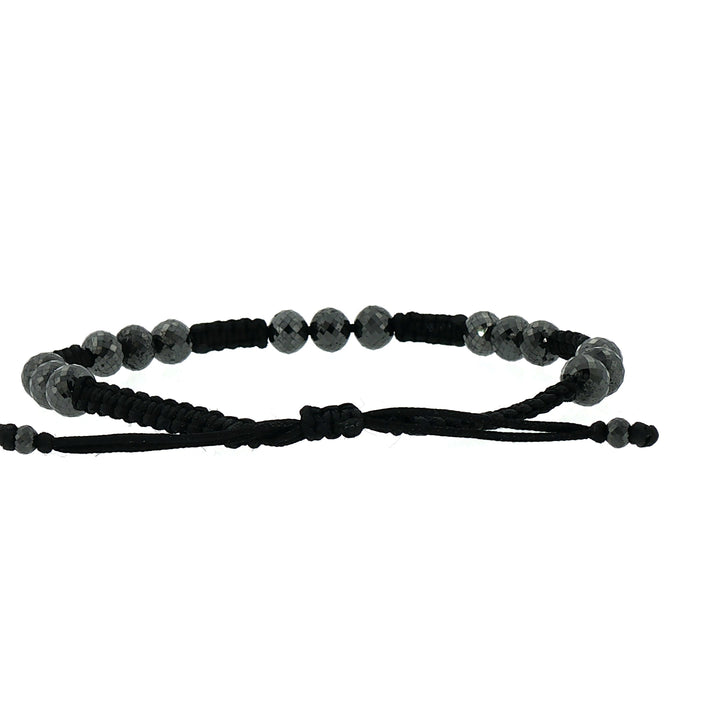 Faceted 33ct Black Diamond Macrame Beaded Bracelet