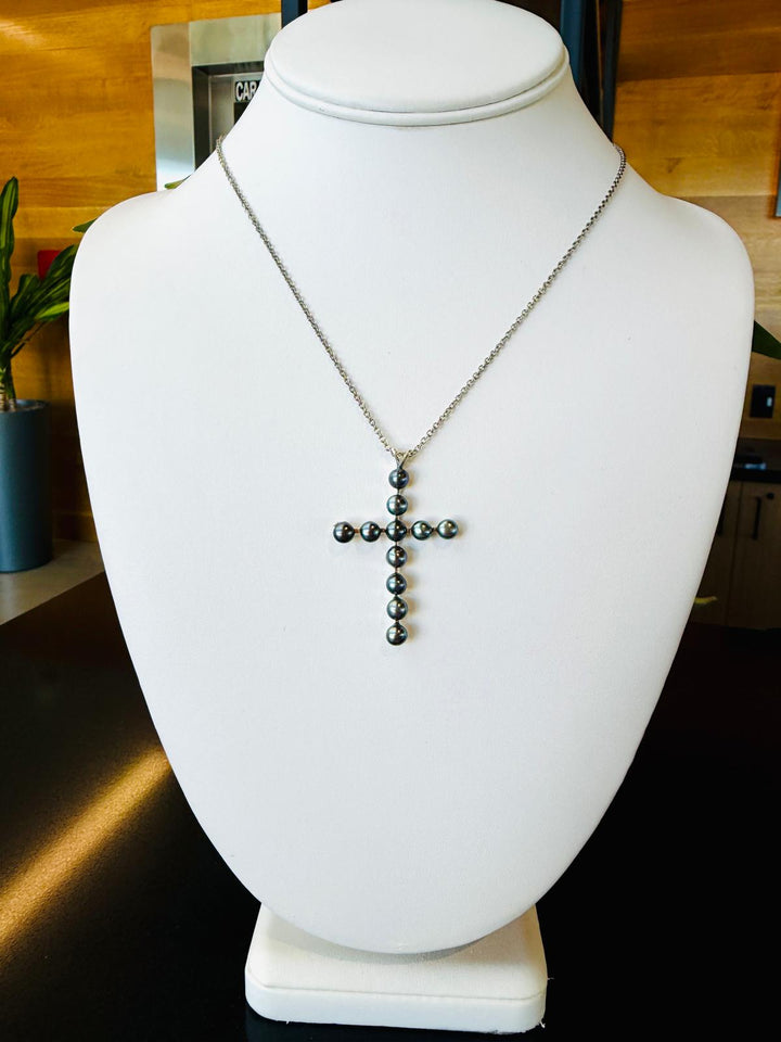 Dyed Freshwater Pearl Cross Pendant