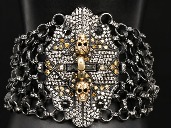 Diamond Skull Bracelet in Sterling Silver