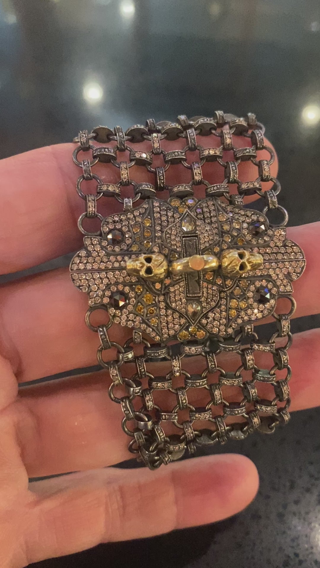 Diamond Skull Bracelet in Sterling Silver