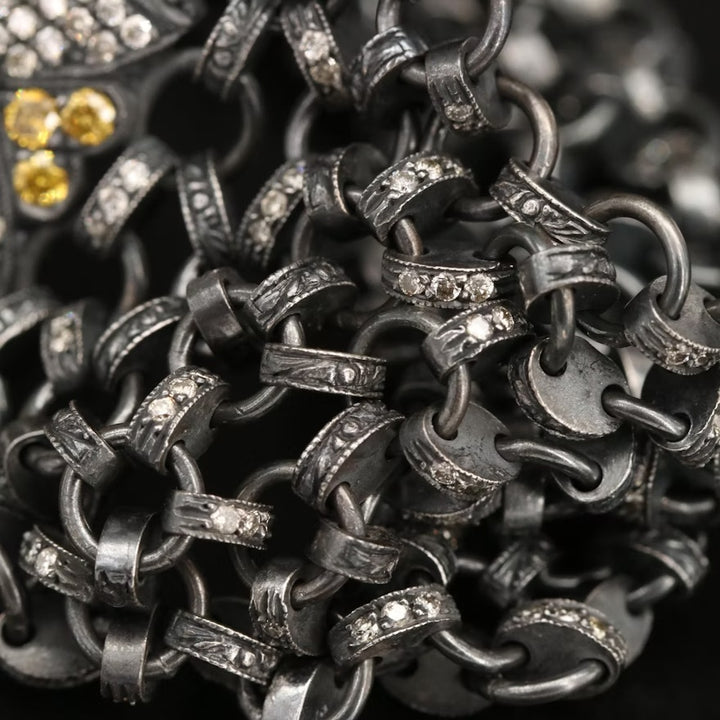 Diamond Skull Bracelet in Sterling Silver