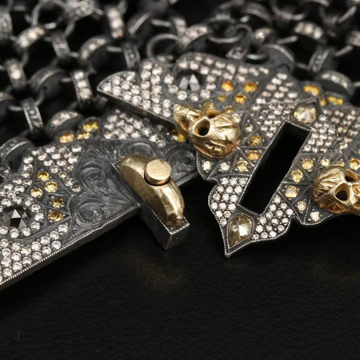 Diamond Skull Bracelet in Sterling Silver