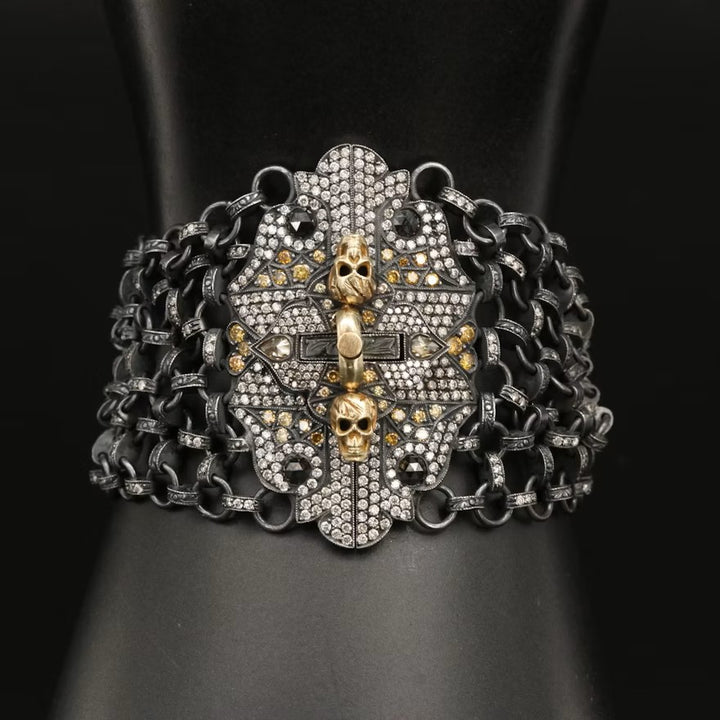 Diamond Skull Bracelet in Sterling Silver